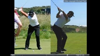 Jon Rahm golf swing  Long Iron faceon amp downtheline July 2017 [upl. by Elletnohs]