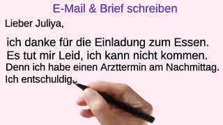 German A1 A2 Email writing samples  Goethe Zertifikat Brief schreiben Beispiele [upl. by Krasner]