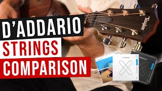 DAddario XS vs DAddario XT vs DAddario EJ16  Acoustic Guitar Strings Comparison [upl. by Figueroa89]