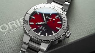 A Stunning New Oris Aquis with a RED Dial  Oris Aquis Date 415mm Cherry Review [upl. by Yelich514]