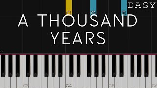 A Thousand Years  Christina Perri  EASY Piano Tutorial [upl. by Hanson]