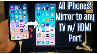 All iPhones How to Screen Mirror AirPlay to Any TV w HDMI Cable amp Digital AV Adapter [upl. by Delwyn]