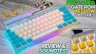 BETTER Gateron Yellow Switches PRELUBED CAP YELLOW SWITCHES REVIEW Sound Test [upl. by Lenra905]