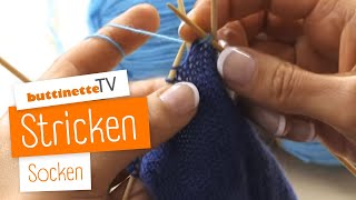 Socken stricken  Tutorial  buttinette TV STRICKEN [upl. by Nnylakcaj]