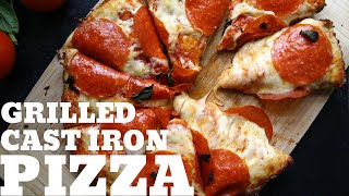 How to grill a pizza in a cast iron skillet [upl. by Yenterb]