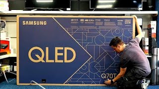 85quot Samsung Q70T Unboxing Setup and 4K Demo Videos 4K HDR QLED TV [upl. by Ayekan427]