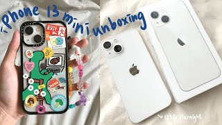 iPhone 13 mini unboxing Starlight accessories ASMR 🤍 [upl. by Werbel298]