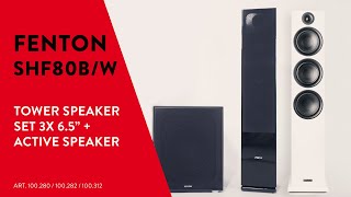 Fenton SHF80 Tower Speaker Sets 3x 65”  Black  White [upl. by Ahsetra]