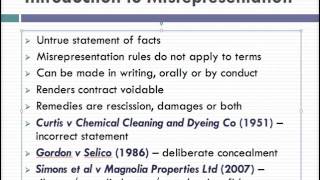 Misrepresentation Lecture 1 of 4 [upl. by Strawn]