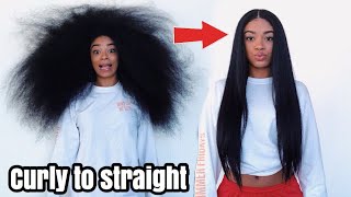 Curly to Straight Hair  NO Frizz NEW 2018  jasmeannnn [upl. by Ynor]