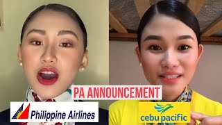 Philippine Airlines VS Cebu Pacific PA Announcement w Jen Barangan and Christine Dacera [upl. by Gratt]